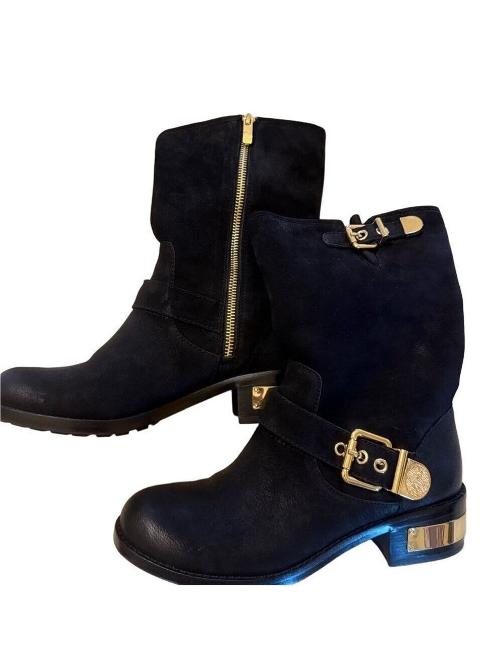 Vince Camuto VC-Winchell Black Silk Goat  Moto Boots Size 7.5M